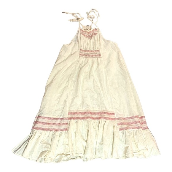 FREE PEOPLE | Another Love Smocked Midi Dress Sz S Linen Cotton Blend - Picture 5 of 8